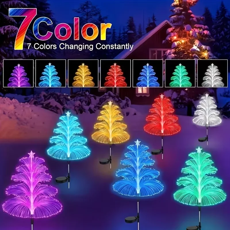 1PC Outdoor Solar Garden Lights 7 Colors Variable Solar Stake Jellyfish Reed Lights Solar Outdoor Color Changing Lights LED