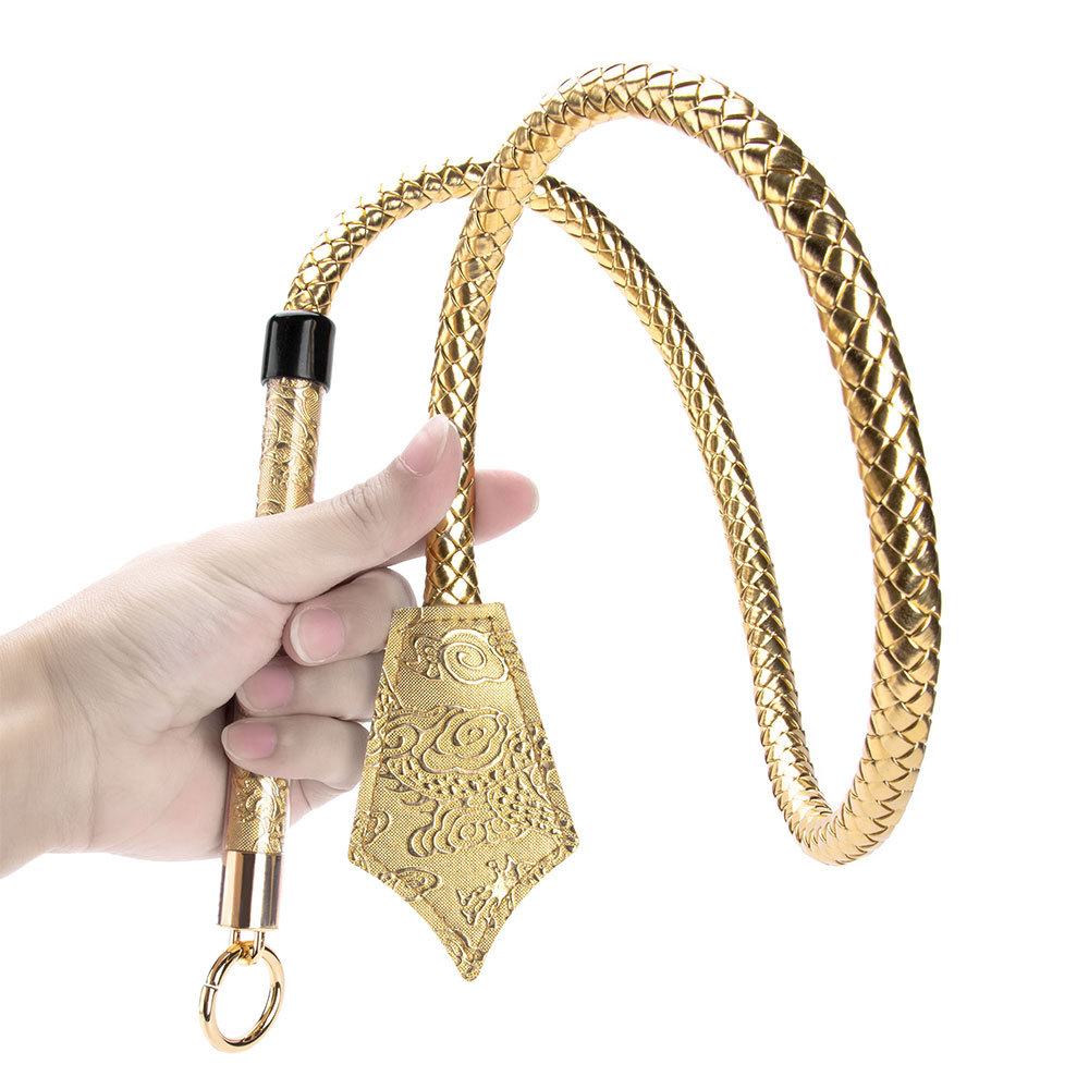 Frusta per cavalli in pelle PU dorata intrecciata da 96CM, fruste per sculacciate da equitazione