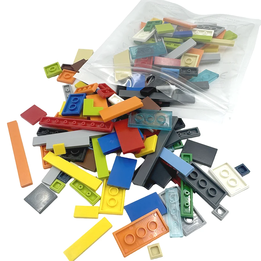 150PCS  DIY Model Smooth Thin Building Blocks MOC Multicolour Toy Parts Bulk Figures Flat Tile Bricks Educational Children Toys