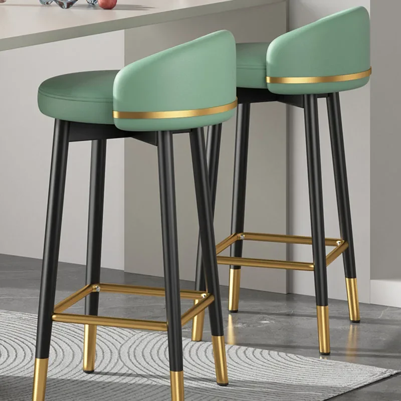 Modern bar stools, restaurant black leather stools, luxurious high-quality bar furniture