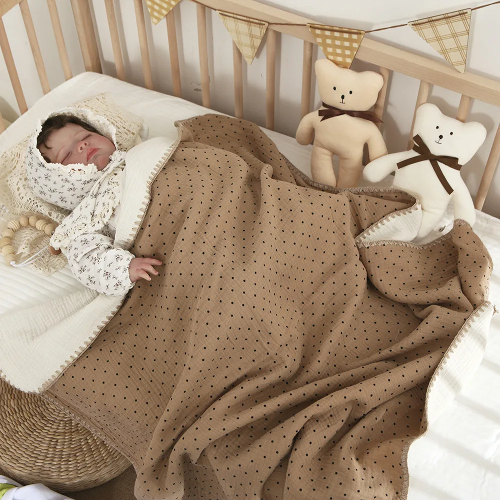 침대용 아기 담요 4 레이어 코튼 Swaddle 모슬린 담요 침구 린넨 아기 액세서리 신생아 목욕 타올 어머니 키즈