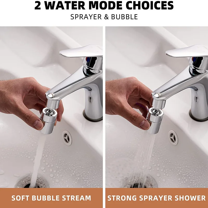 ฟังก์ชั่น Dual Anti-splash Bubbler ก๊อกน้ําห้องครัว Aerator 360 องศาหมุน Tap Water Diffuser ห้องน้ําน้ํากรองหัวฉีดผสม
