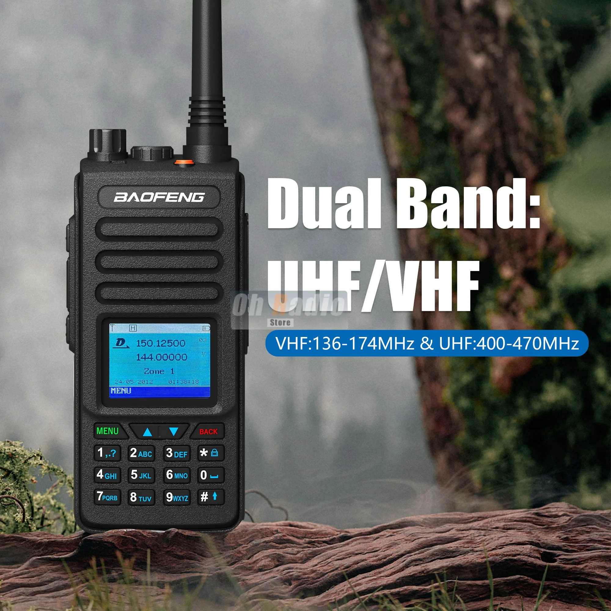 Baofeng DM-1702 GPS Walkie Talkie Digital Mobile Radio AES256 Verschlüsselung SMS Nachricht Digital Tier 1+2 Dual Band Dual Mode Analog