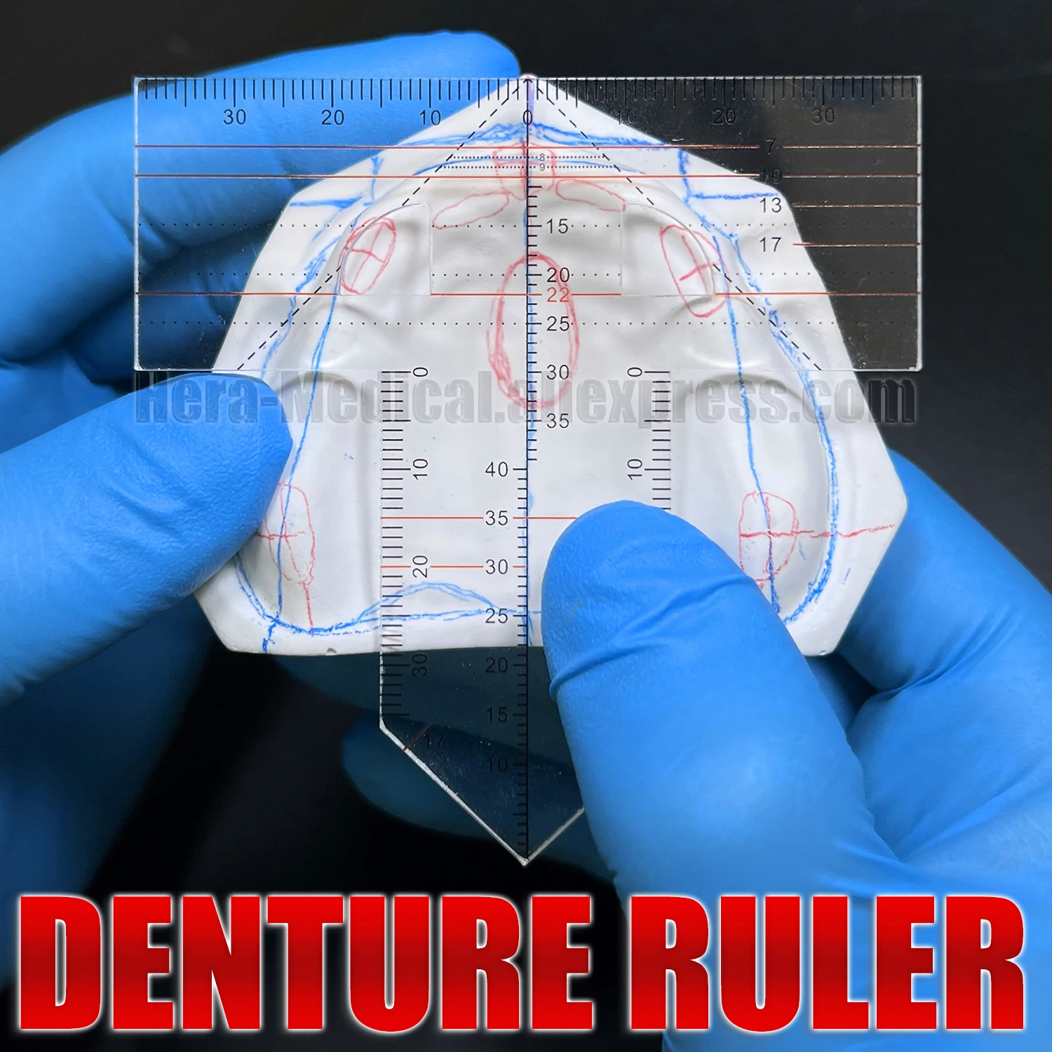 Multifunctional Dental Denture Ruler T-Shape Drawing & Alignment Orthodontic Symmetry Examination Tool for Prosthetics