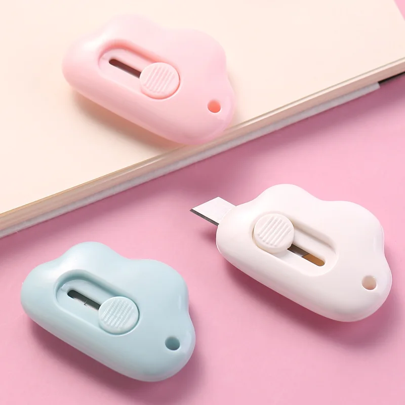 Kawaii Clouds Portable Utility Knife Unpack Express Unboxing Artifact Student School Learning Office Supplies