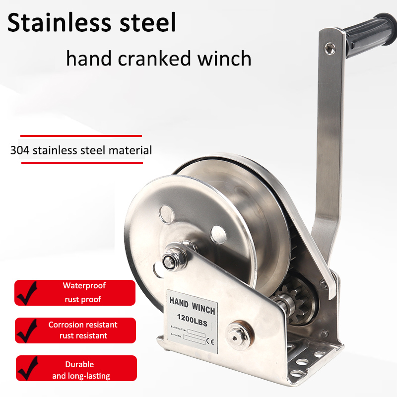 Mão em miniatura guincho guincho impermeável trator manual guincho 304 aço inoxidável guindaste polimento levantamento manual talha Carry Tool Mão em miniatura Cranked Winch Trator À Prova D' Água