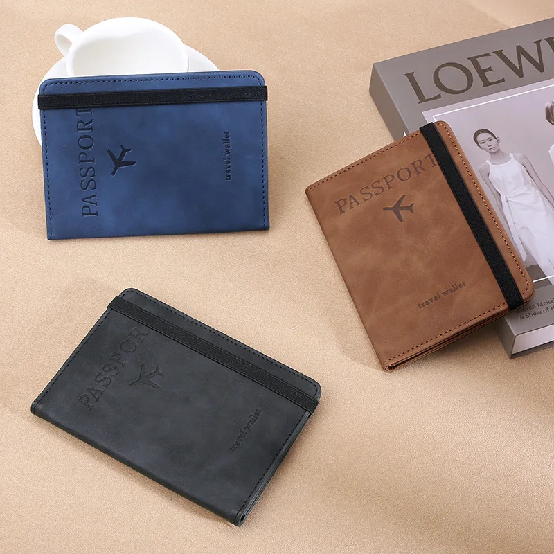 ผู้หญิงผู้ชาย RFID Vintage หนังสือเดินทางธุรกิจผู้ถือ Multi - Function ID Bank Card กระเป๋าสตางค์หนัง PU กระเป๋าเดินทางอุปกรณ์เสริม