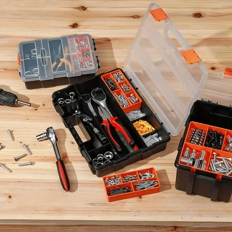 Multi-Grid Combination Screw Storage Box Portable Parts Box Hardware Storage Toolbox Garage Repair Tool Box Plastic Case