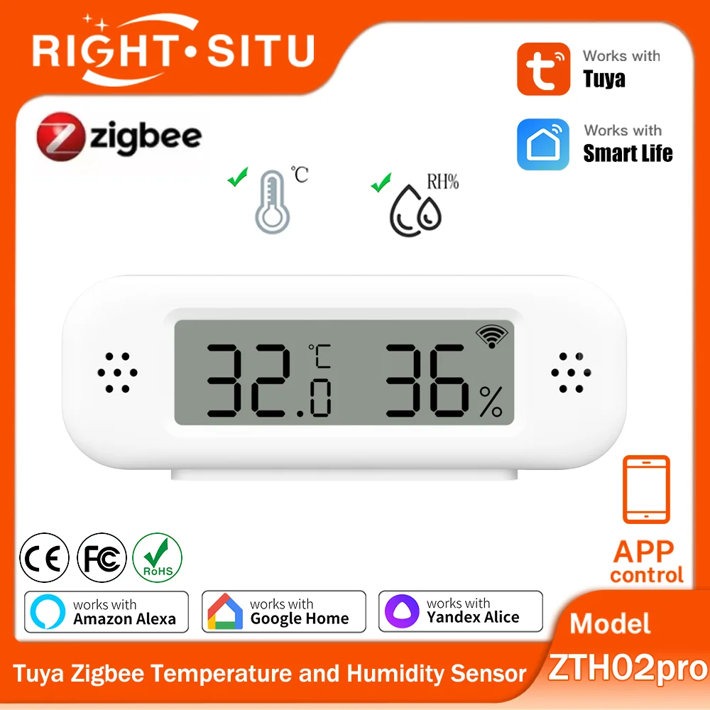 Tuya Zigbee Mini Temperatuur-vochtigheidssensor voor Smart Home Thermometer Hygrometer APP Remote Work met Google Home Yandex Alexa