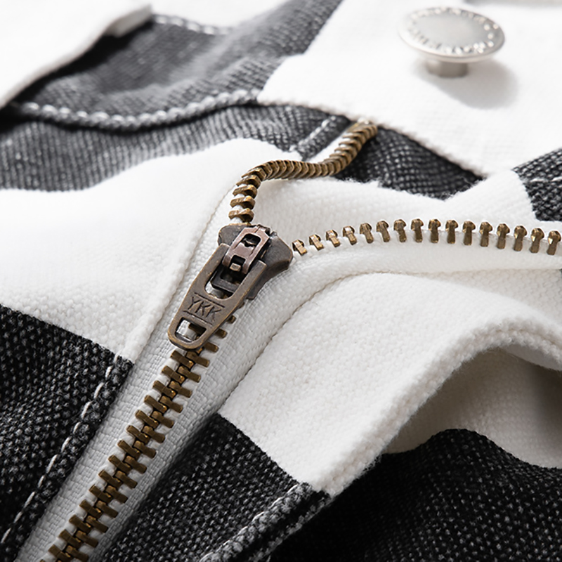 [24時間高速配送] 16オンス高品質ヘビーウェイトコットンメンズストライプ厚手のキャンバスパンツ耐久性のあるカジュアルストレートカーゴパンツ