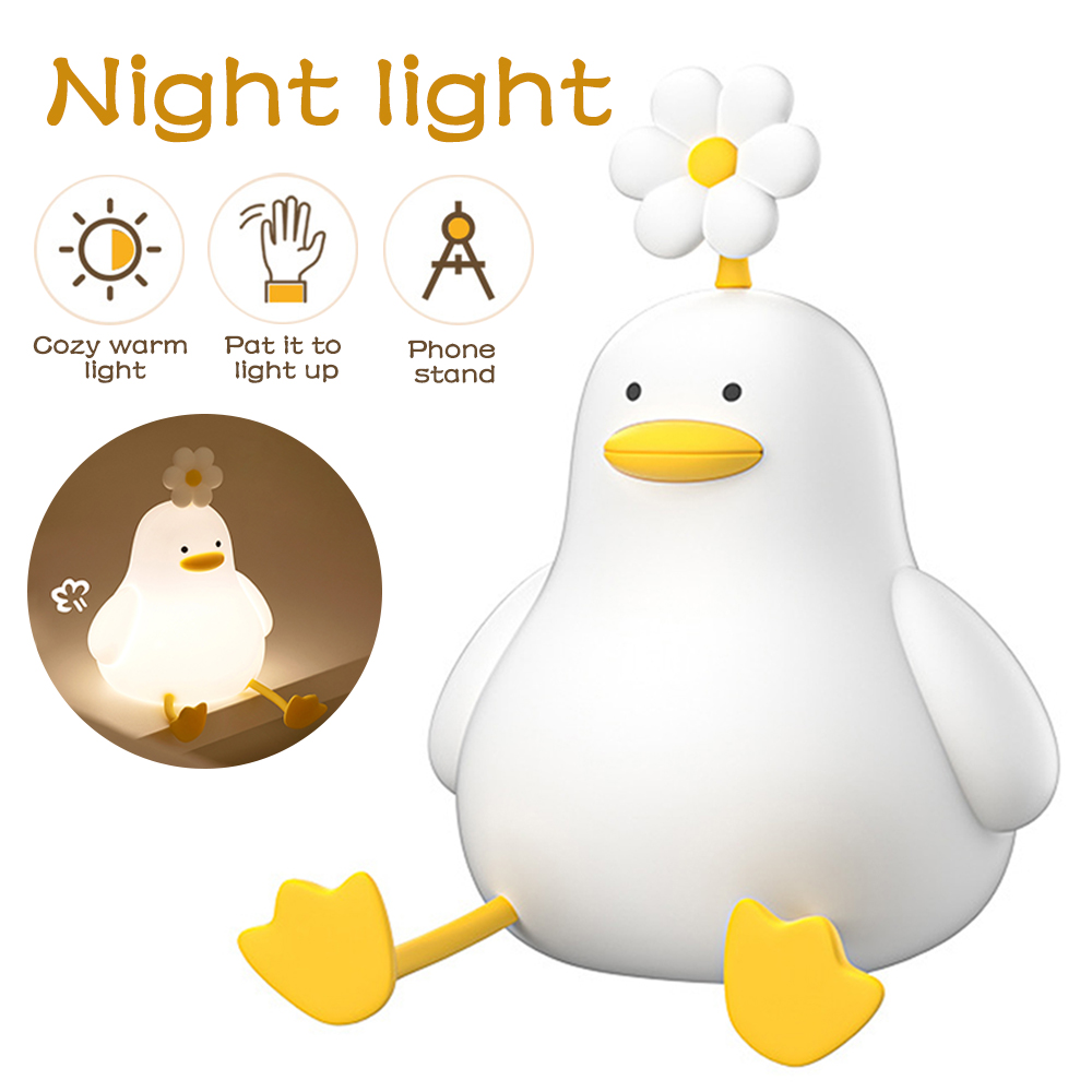 Silikon Ente Nachtlicht Touch Dimmen Kindergarten Licht Baby Schlafen Lampe Wiederaufladbare Timing Nacht Licht Kinderzimmer Dekor
