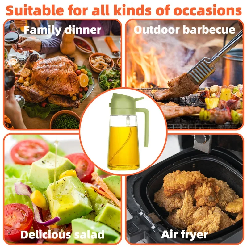 Oil Spray 2-in-1 Plastic Household kitchen oil spray Bottle Nebulizing Mist Filling Cooking Dual Use BBQ Camping Large Capacity