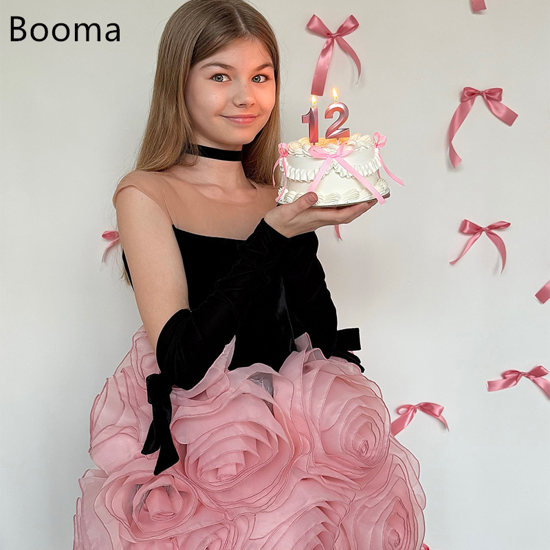 Booma A-Linie Blumen Mädchen Kleider Hochzeit Party Kleid für Kinder Ärmellose Blumen Mädchen Ballkleider Maßgeschneidert 2025