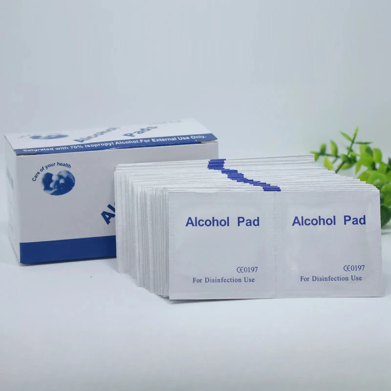 100 pièces/boîte jetable à base d'alcool nettoyage désinfectant lingettes humides tampons d'alcool antiseptique soins de la peau bijoux téléphone intelligent propre