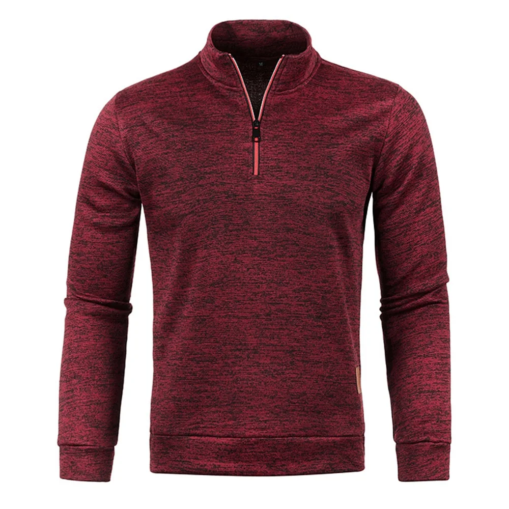 Herren Stehkragen Pullover Reißverschluss Twist Strickpullover Herren Dickere Sweatshirts Herbst Einfarbige Rollkragenpullover