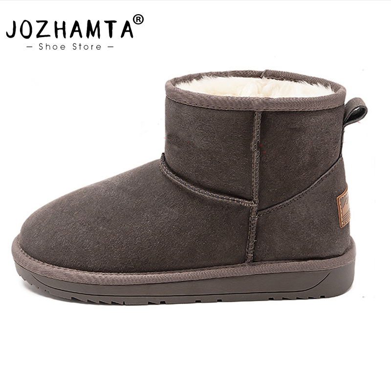 JOZHAMTA, размеры 34–43, зимние ботинки, женские зимние ботильоны из натуральной кожи, новинка 2026, женские теплые меховые ботинки на платформе и высоком каблуке