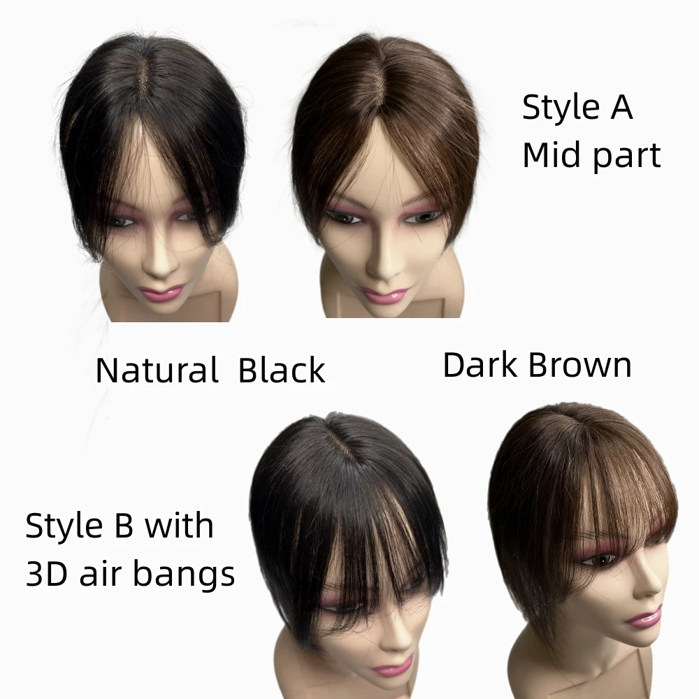 Toppers de cabelo humano de renda suíça fina invisível com franja clip-in franja natural postiços topper para mulheres com desbaste de cabelo