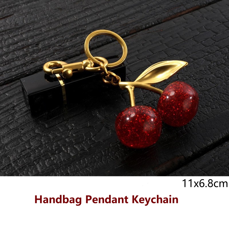 Trendy Cherry Bag Charm Women's Bag Accessories Or Keychain Pendant Cherry Adornment Individualized Handbag Decoration
