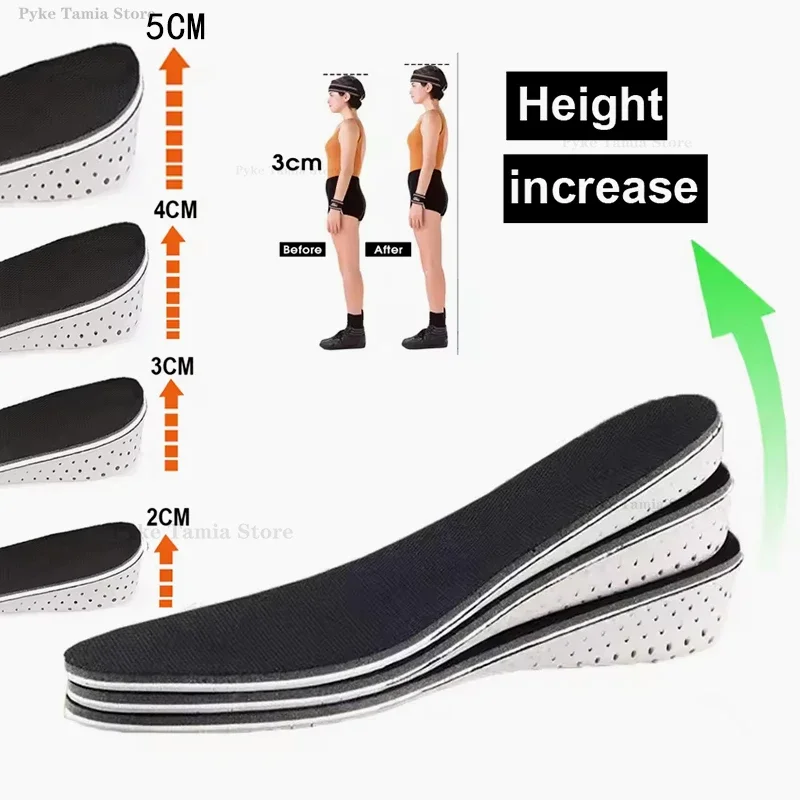 Plantillas de espuma viscoelástica EVA para aumentar la altura, plantillas de 2-5cm, plantilla transpirable, almohadillas deportivas ultraligeras elevadas para hombres y mujeres