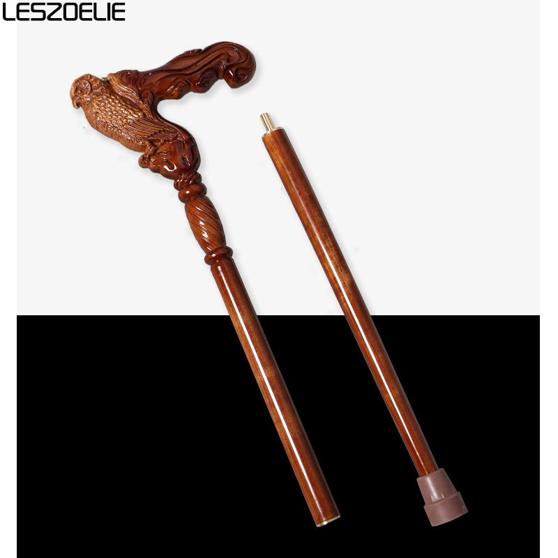 男性と女性のための木製の杖,ブナ材,ラッキーフクロウの柄,茶色がかった赤い杖,ファッショナブル,95cm