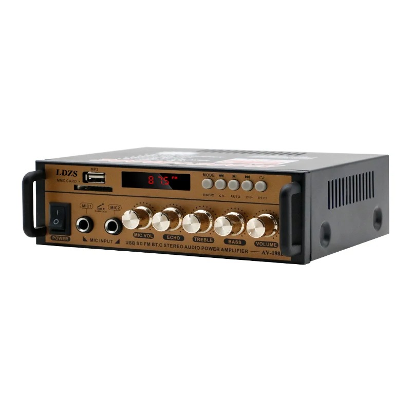 BT-198E Bluetooth-Audioverstärker 35 W × 2/12 V DC/220 V AC-Eingang/USB SD AUX MIC-Eingang/Zweikanal-Leistungsverstärker