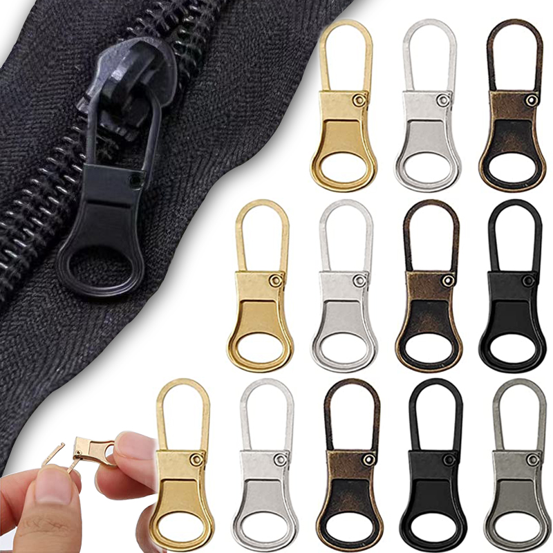 1/5PCS Detachable Zipper Pull Replacement Zipper Puller Lever Locks for Down Jacket Dress Luggage Metal Zipper Heads Repair Kit