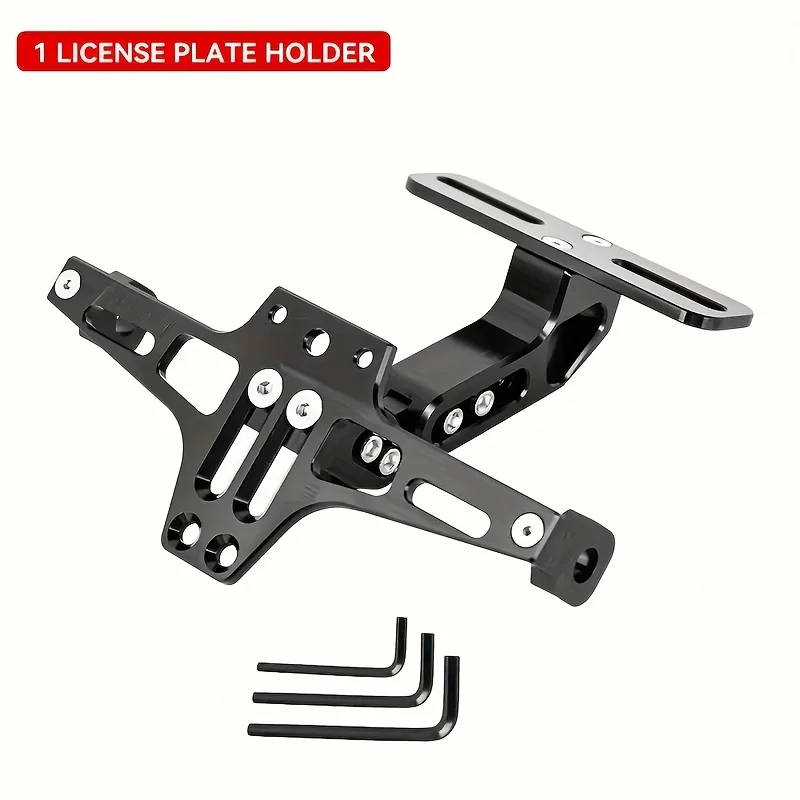 Suporte universal de montagem de placa de licença traseira de motocicleta, suporte de liga de alumínio, peças de modificação de motocicleta, acessório