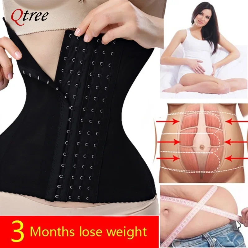 Qtree-vestido adelgazante para mujer, cinturón de entrenamiento de cintura, faja moldeadora de vientre, moldeador de cuerpo, correas de compresión de grasa, corsé con gancho firme