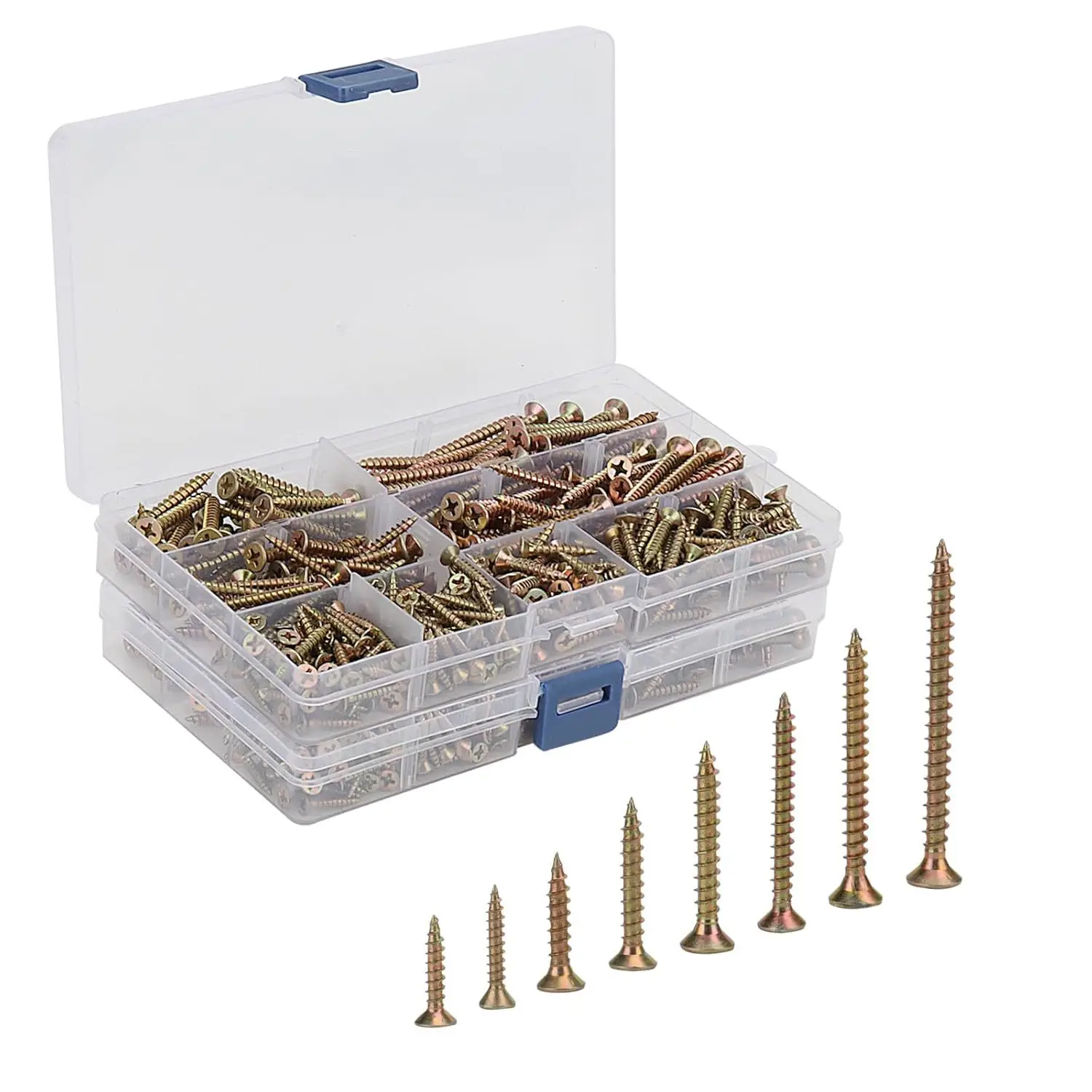Kit de tornillos para madera M3 M3.5 M4, tornillo de tablero de fibra empotrado en cruz, cabeza Phillips plana chapada en Zinc, tornillo autorroscante para aglomerado, 360 Uds.