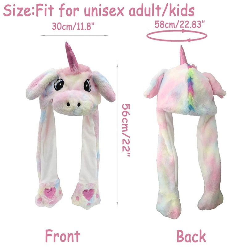 ยูนิคอร์นสัตว์หูหมวก Plush กระต่ายหูค่าเฉลี่ยกระโดดของเล่นแต่งตัวตลกคอสเพลย์ปาร์ตี้สำหรับเด็กคริสต์มาสของขวัญสำหรับผู้ใหญ่