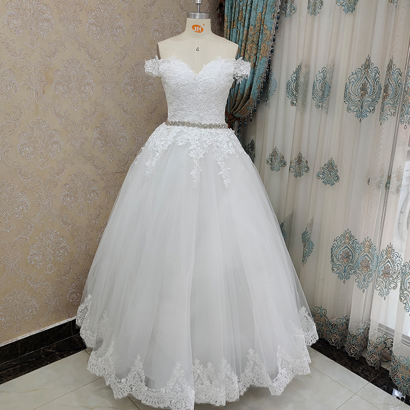 Personalizado zj9183 lindo apliques a linha querida vestidos de casamento 2023 luxo cristal croset rendas até voltar vestido de noiva