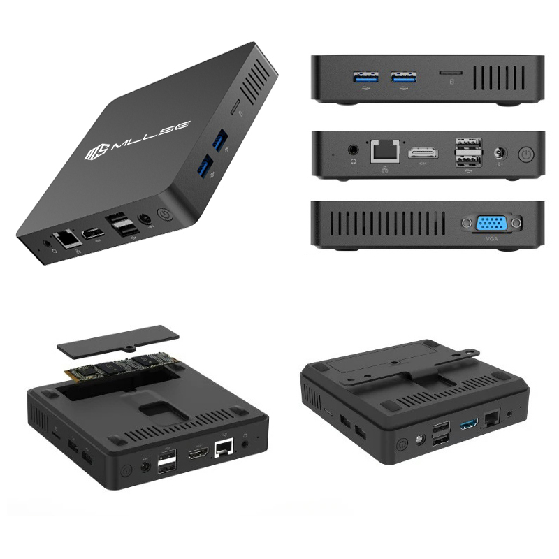 MLLSE-Mini PC M2 Pro, CPU Intel Celeron J3710, 8 GB de RAM, 256 GB de ROM, compatible con VGA, USB 3,0, Win10Pro, portátil de escritorio, WiFi, BT 4,2
