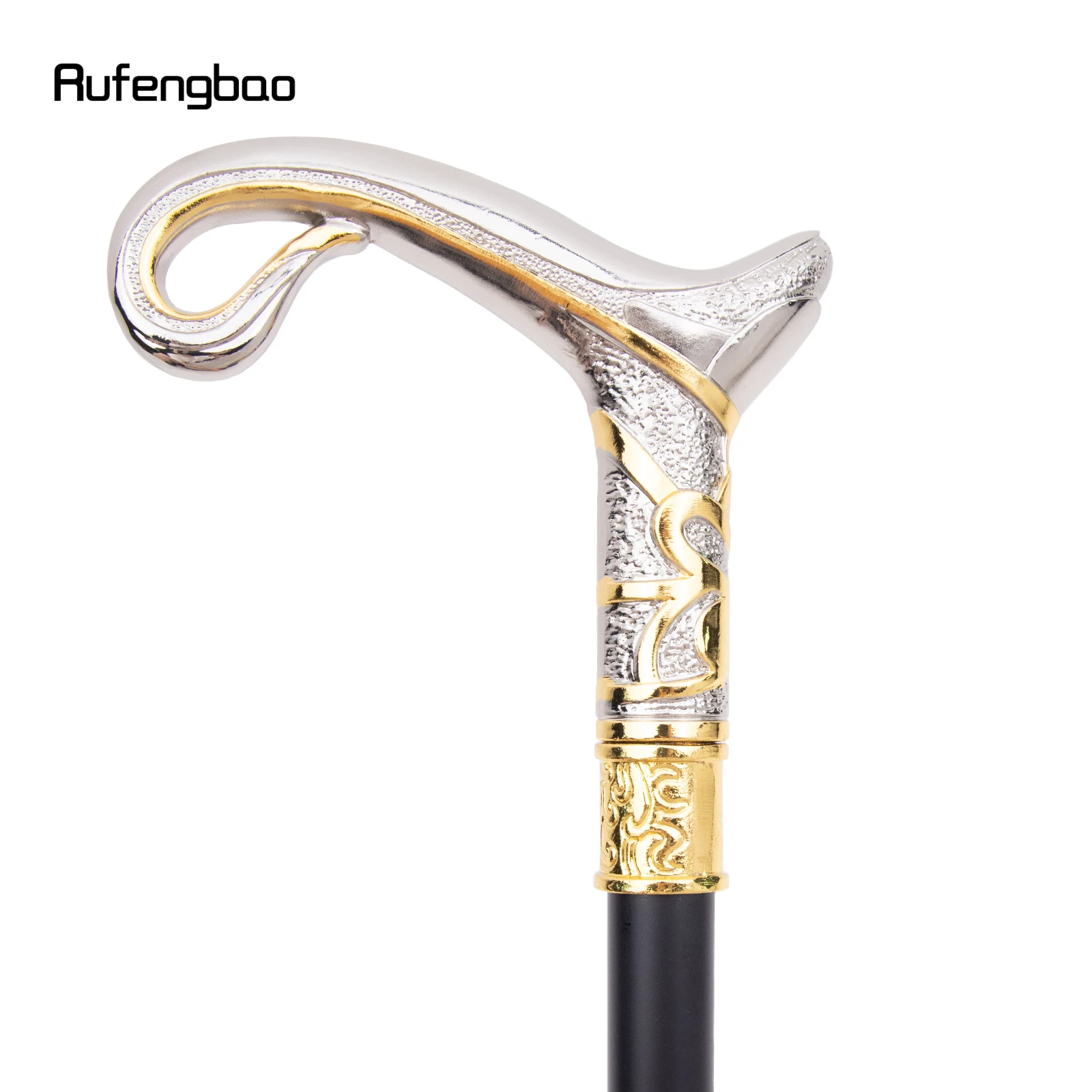สีขาวทองหรูหรา Curve Line Walking Cane แฟชั่นตกแต่งเดิน Stick สุภาพบุรุษ Elegant คอสเพลย์ Cane KNOB Crosier 92 ซม