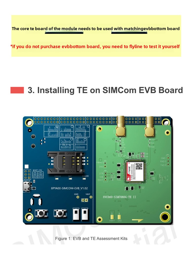 Comunicación central SIMCOM Y7080E-TEKIT placa de desarrollo central placa de evaluación NB + función de posicionamiento GPS/Beidou