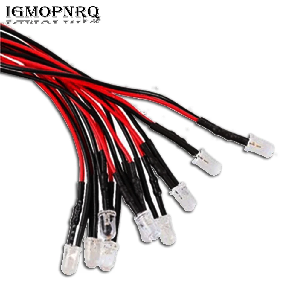 10PCS 12V 24V 3V-6V 5มม.ล้าง LED ไดโอดสีแดงสีเขียวสีฟ้าสีเหลืองสีส้มสีขาว RGB Pre-Wired 20ซม.