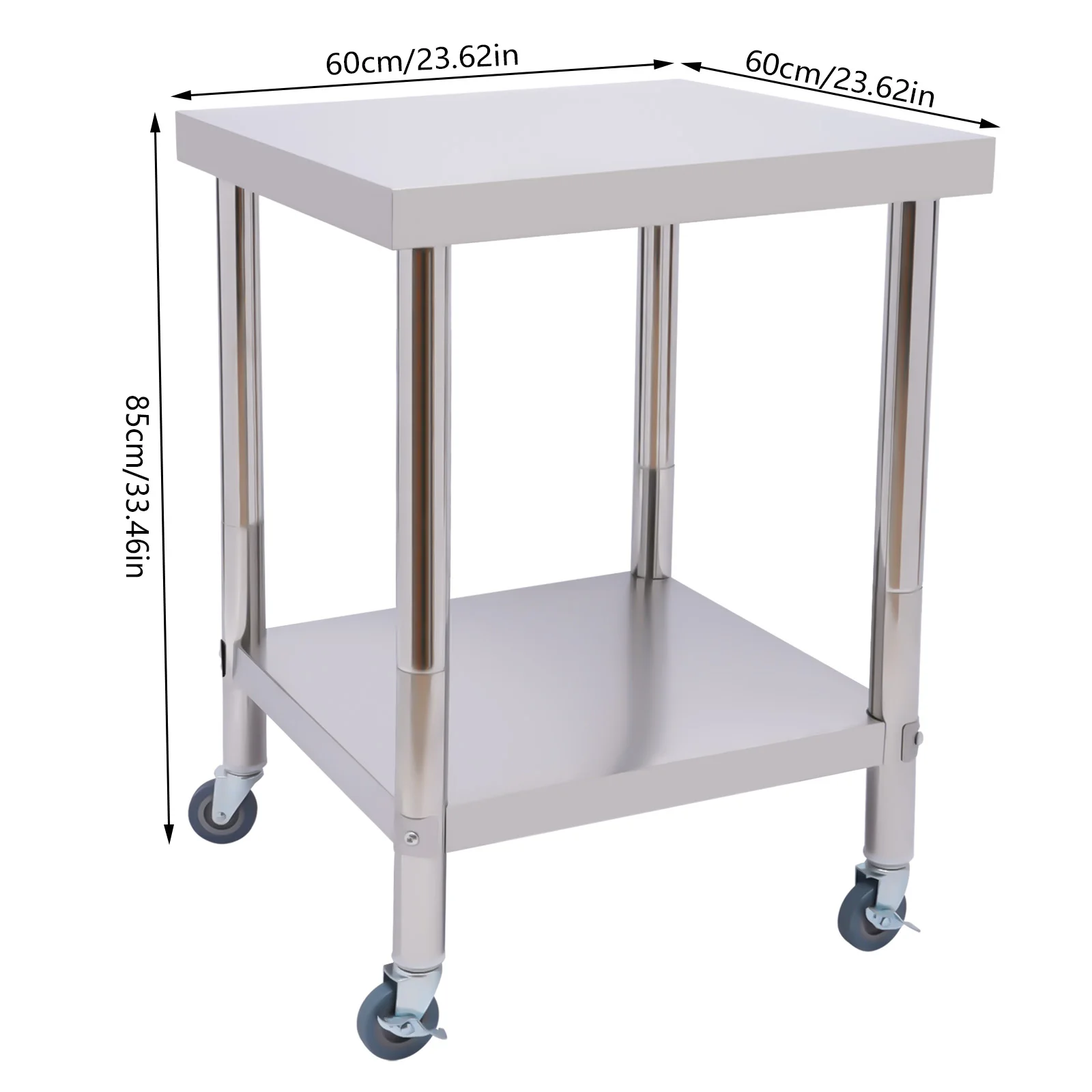 Sturdy Stainless Steel Worktable with Spacious Storage, Easy to Clean, Anti-Corrosion, Rust-Proof, and Stable for Kitchen