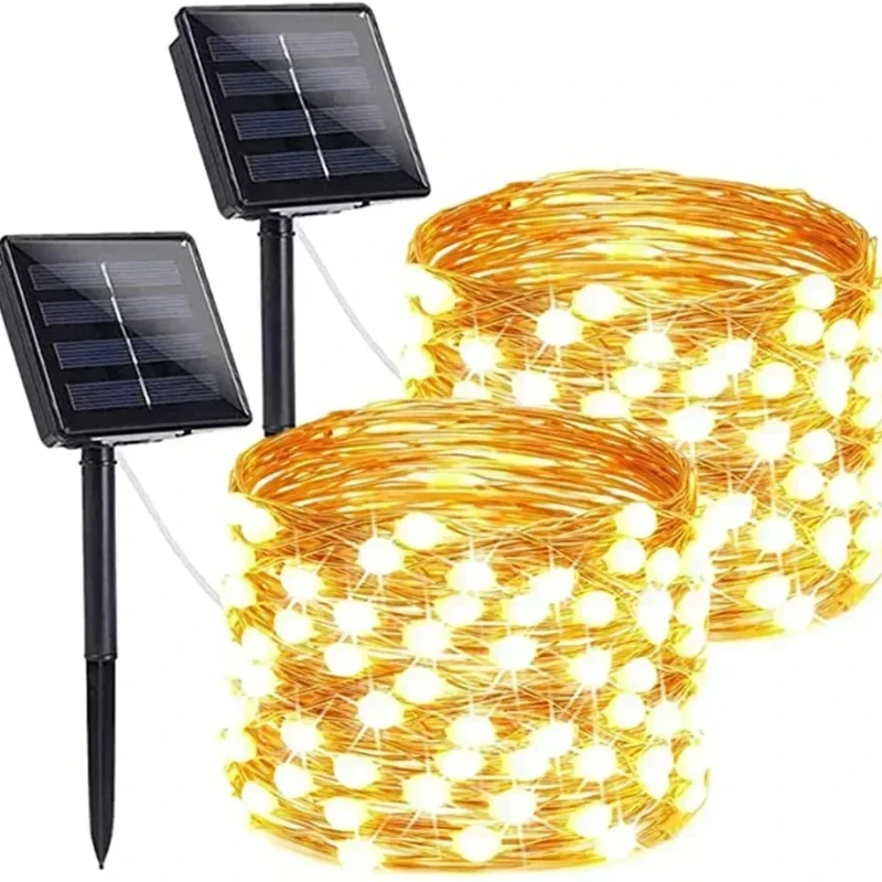 Luz Led Solar DIY, adorno para exteriores, lámpara Led, luz Solar para jardín, guirnalda de hadas impermeable para exteriores, cadena de luces navideñas, decoración