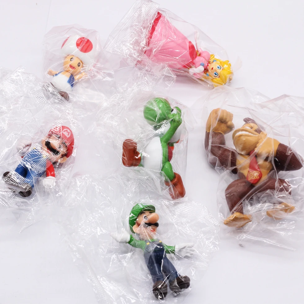 6-18 unids/set Super Mario Bros modelo figura juguetes Yoshi Luigi Donkey Kong seta PVC muñecas para niños regalos de cumpleaños