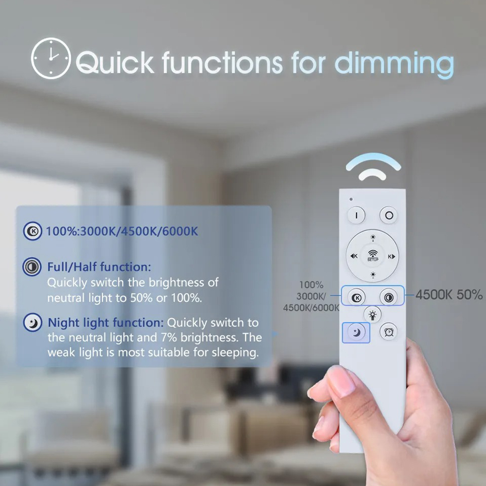 Lámpara de techo Led nórdica, luz de techo moderna para cocina, sala de estar, Control remoto, lámpara interior regulable de tres colores para el hogar