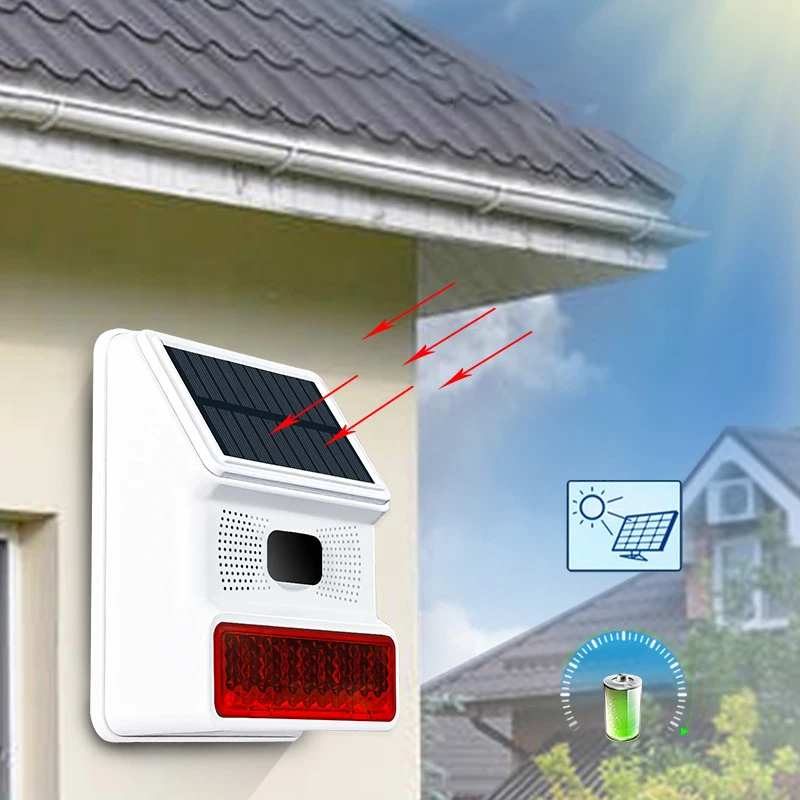 433MHZ Draadloze Solar Speaker Sirene Outdoor 100Db Sirene Super Alarm Hoorn Beveiliging Alarmsirene