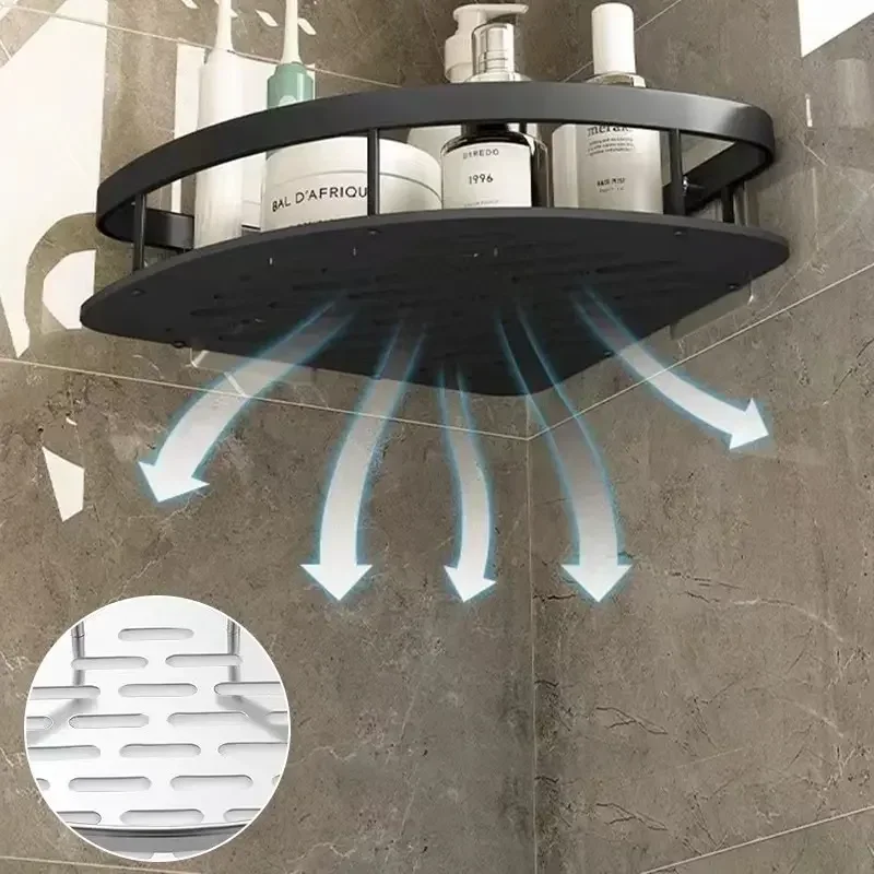 Estante de almacenamiento para el baño, estantes sin taladro, montaje en pared, estante esquinero, soporte de ducha para WC, organizador de champú, accesorios de baño