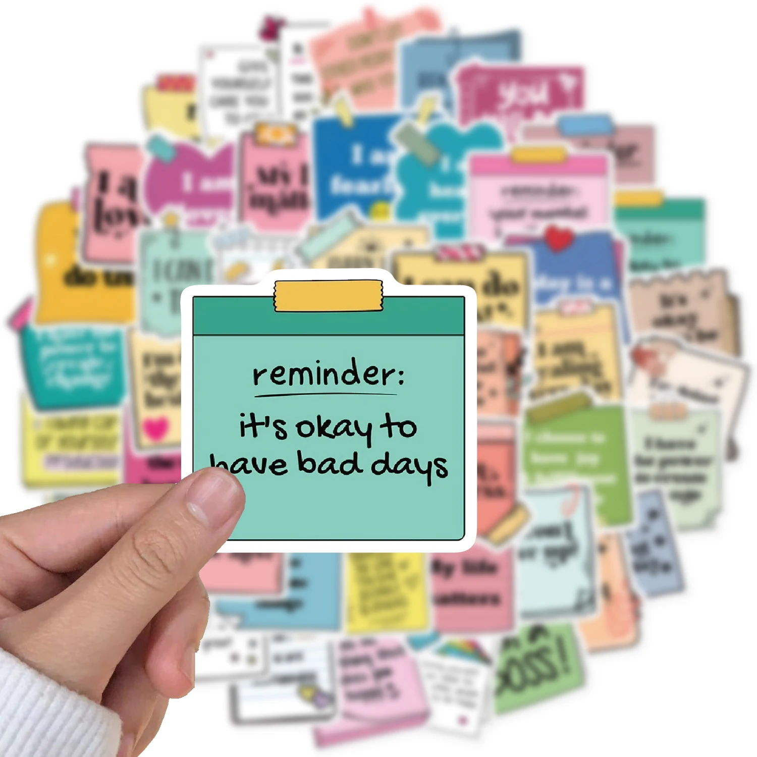 Auto Afirmação Motivational Labels Adesivos, DIY, motocicleta, scooter, bicicleta, skate, laptop, graffiti, adesivo de vinil, 50pcs