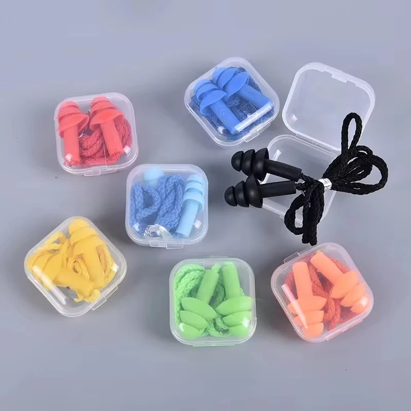 Tappi per le orecchie in silicone da 1 pezzo Tappi per le orecchie per il sonno Riduzione del rumore Tappi per le orecchie da nuoto con corda per immersioni subacquee Tappi per le orecchie