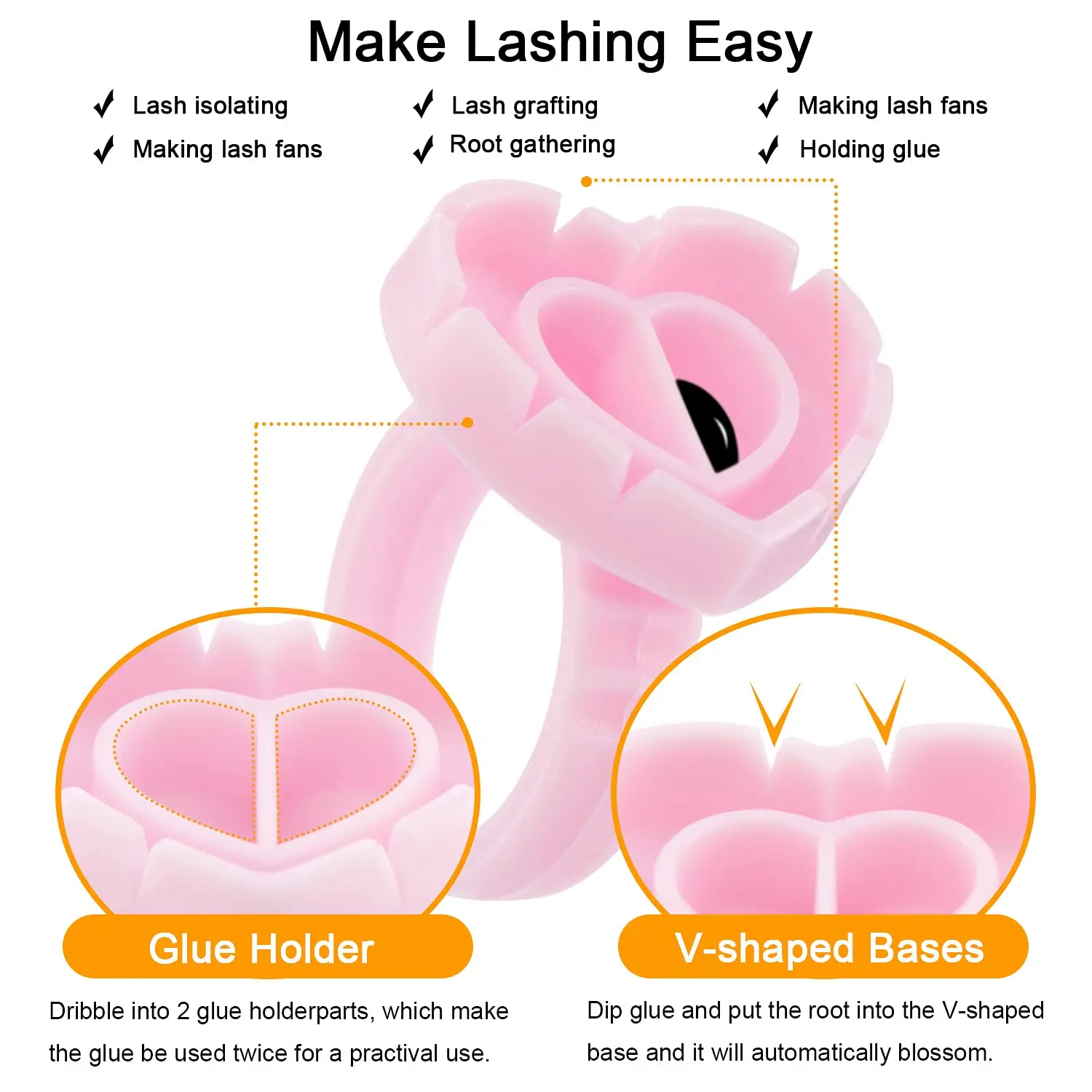 100 pçs volume cola anel copo para cílios ventilador tatuagem pigmento titular recipiente cola titular flor copos extensão de cílios fornecedor