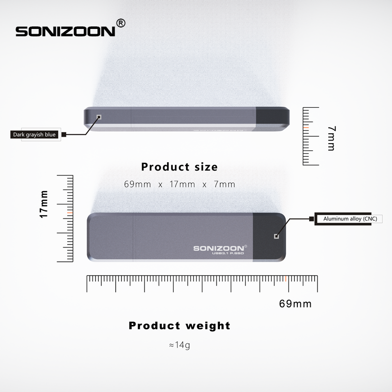 SONIZOON PSSD USB3.1 128/256GB/512GB unidad Flash portátil de estado sólido PC unidad de bolígrafo USB3.0 de estado sólido externa Windows para ir
