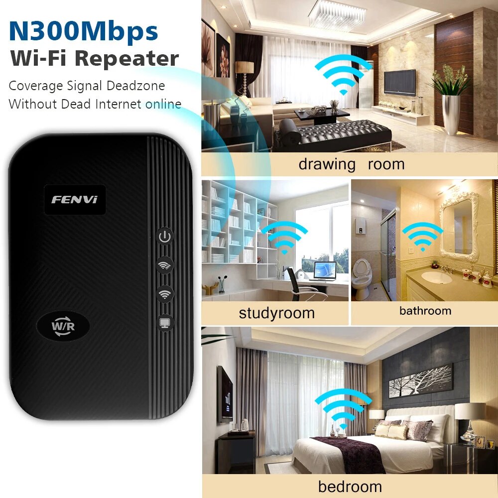 FENVI 300Mbps WiFi repetidor extensor inalámbrico amplificador enrutador 802.11N de largo alcance WiFi Repetidor expansor punto de acceso