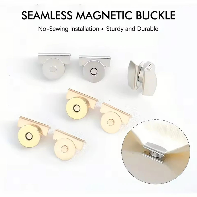 5-Pairs Seamless Metal Magnetic Snap Buttons - DIY Magnetic Buckle Closure for Handbags, Purses, Wallets
