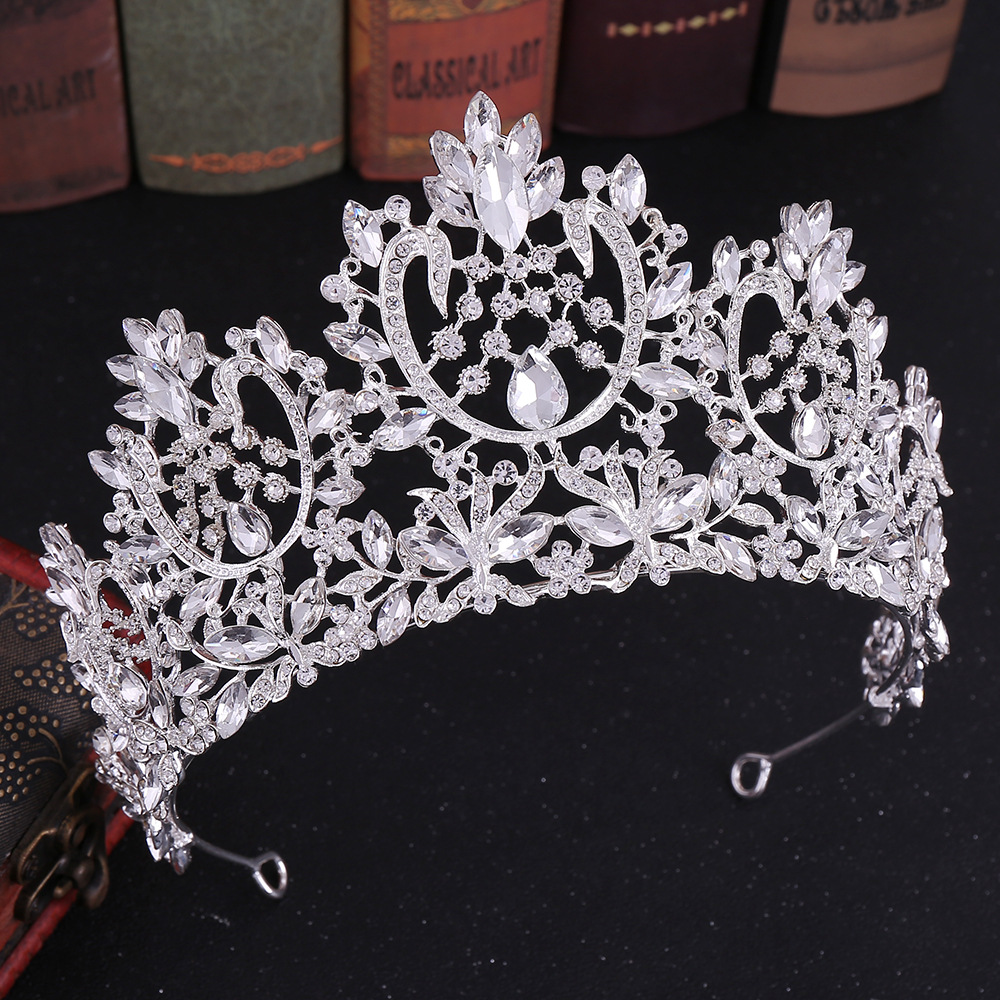 Baroque คริสตัล Rhinestone Tiaras และ Crowns สําหรับเจ้าสาว Vintage พรหมมงกุฎเจ้าสาวงานแต่งงานอุปกรณ์เสริมผมเครื่องประดับ