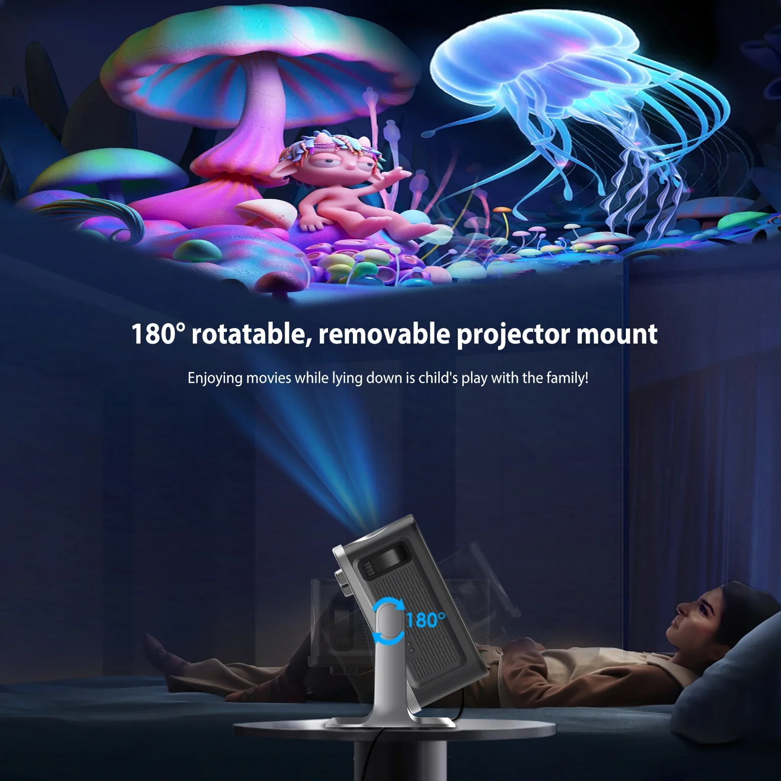 XIWBSY-proyector Android 12, 35000 lúmenes, Bluetooth 5,2, enfoque automático, LED inteligente, 4K, portátil, 3D, cine en casa, IPTV