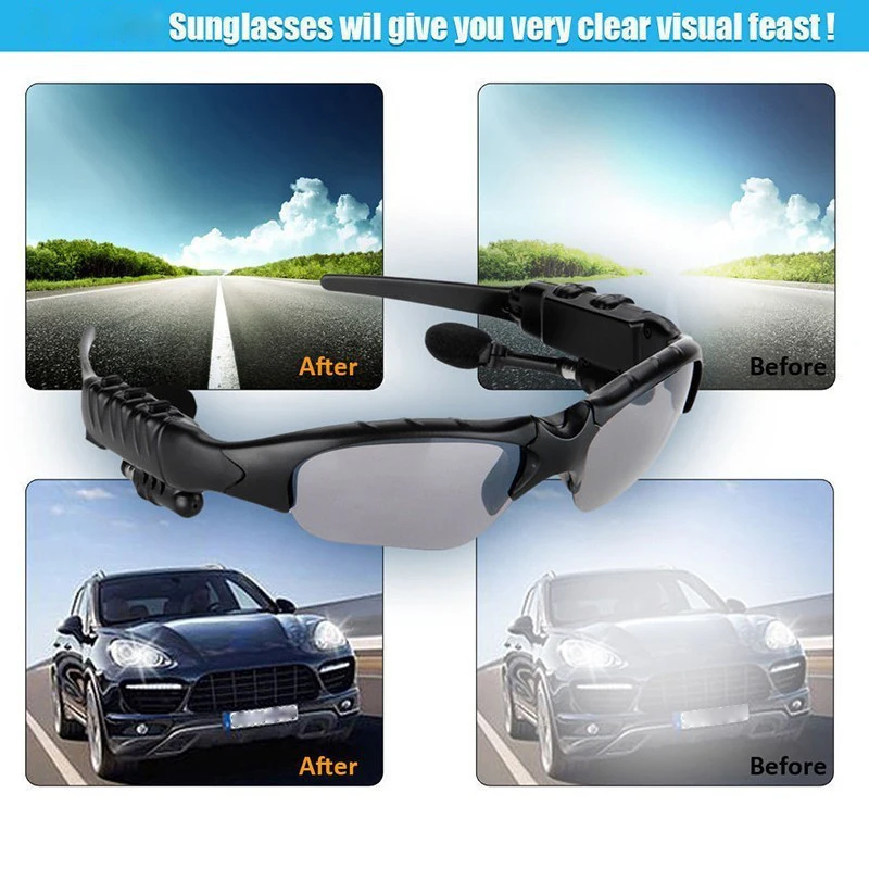 Gafas Auriculares Estéreo Auriculares Inalámbricos con Micrófono Gafas Gafas de Sol para Conducir Ciclismo Deportes Auriculares